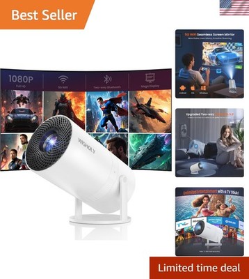 Mini Projector with WiFi and Bluetooth, Portable Movie Projector with 180° Ro...