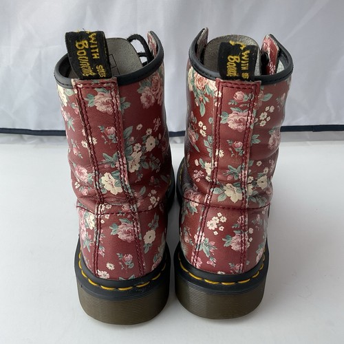 Dr. Martens VHTF Vintage 1460 Burgundy Leather Rose Floral Boots Woman’s Size 7 - Picture 5 of 12