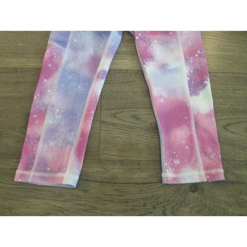 Girls Capri Leggings Kids Size 8 Athletic Pants Purple Pink Tie Dye Galaxy Stars - Picture 3 of 5