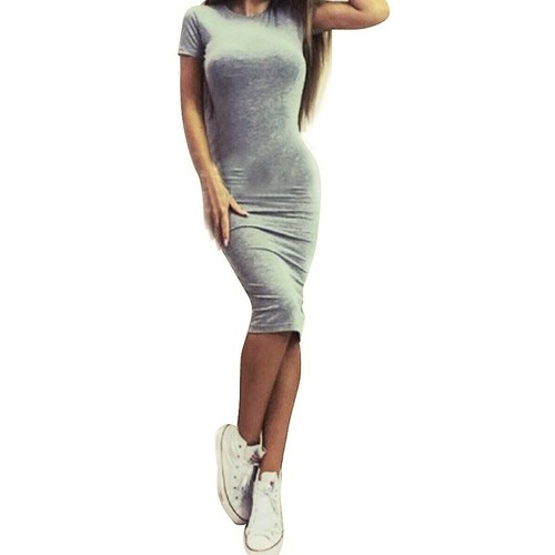 Dress Sexy Short Short Sleeve Slim Solid 3 Colors Summer Bandage Women - Picture 9 of 17