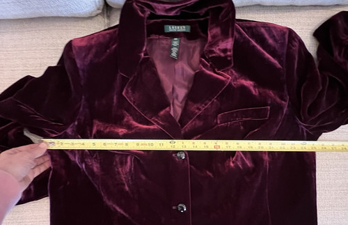 NWT Ralph Lauren 18W Crushed Velvet Blazer Jacket Deep Cranberry Purple Merlot - Picture 16 of 18