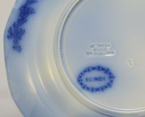 Pair of Antique Flow Blue Staffordshire Alcock 7 Inch Scinde Plates 1850 - Picture 4 of 4