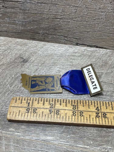 1958 Delegate Republican State Convention Indianapolis Ribbon Button Pin - Picture 9 of 11