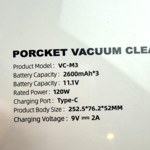 Basa VC-M3 Handheld Cordless Vacuum Cleaner 20000Pa 120W USB-C Car HEPA 50Min - Picture 12 of 12