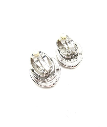 Par de Pendientes de Colección Joan Rivers Tono Plata Brillante 1" Puerta Llamador Clip - Imagen 6 de 7