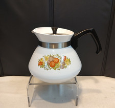 Vintage Corning Ware P-104 Spice Of Life 6 Cup Coffee Tea Pot Kettle With Lid