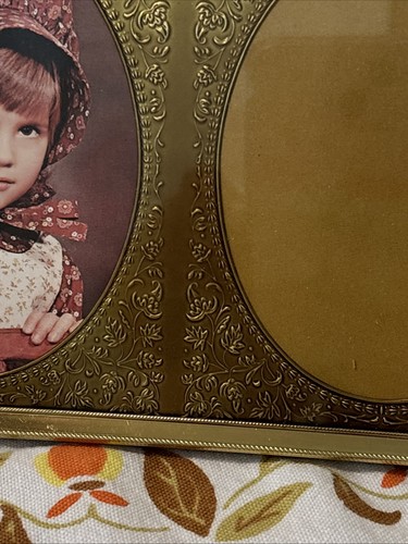 NOS VTG Double Oval Picture Frame Gold Tone Metal 8x5 for 3.5x5" Photo MCM - Picture 5 of 11