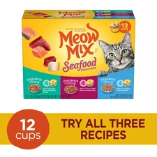 Meow Mix Seafood Favorites Wet Cat Food, Variety 2.75 Ounce (Pack of 12)
