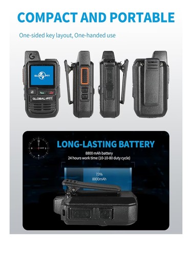 globalptt Confezione da 2 Walkie Talkie Globali con Sim Card - PoC Portatile Rad Bidirezionale - Foto 8 di 10