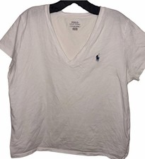 Polo Ralph Lauren Womens XL White V-Neck T-Sh...