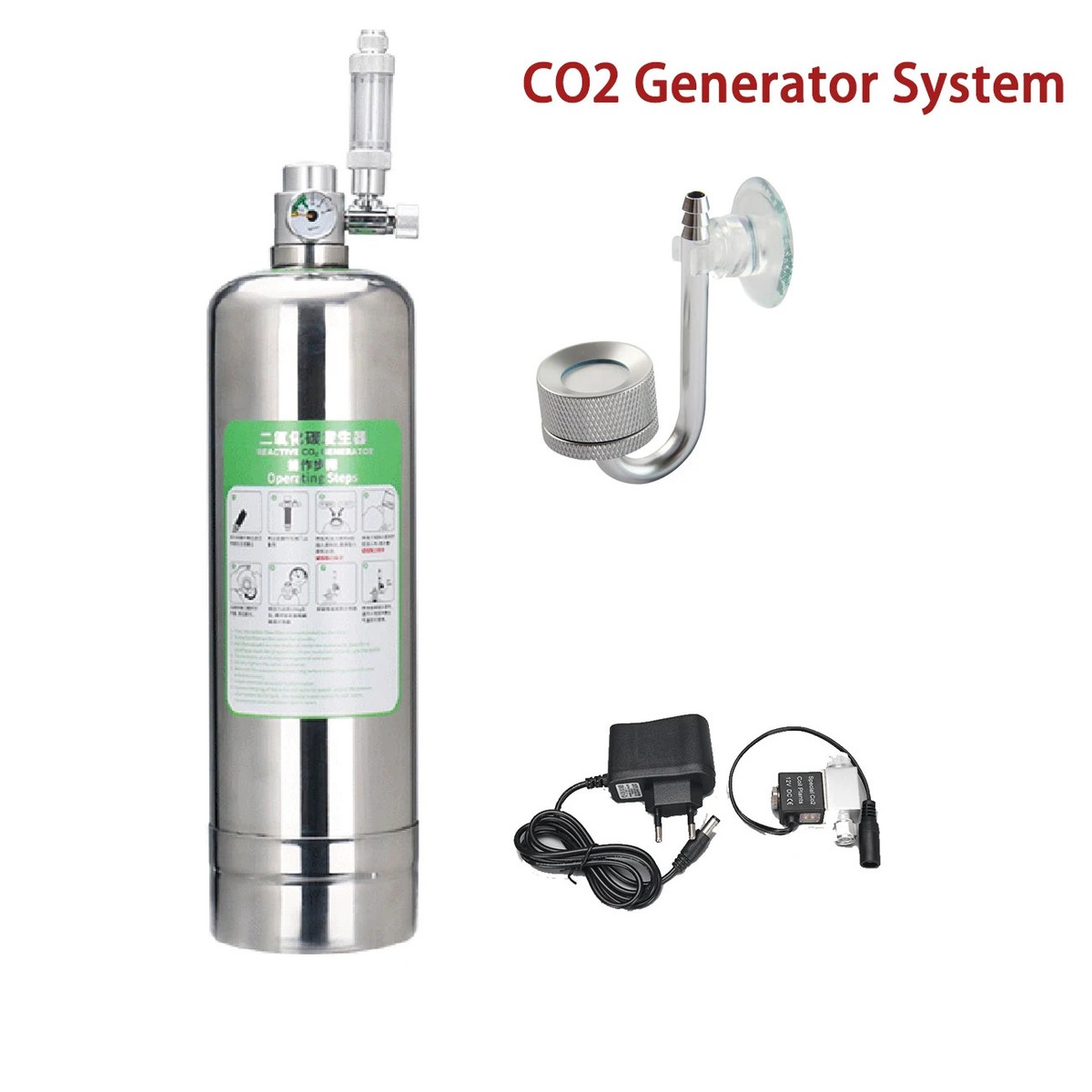 Aquarium CO2 Generator system Kit Stainless Steel CO2 Cylinder