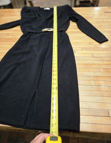 St. John by Marie Gray Black Knit Dress with Gold Rhinstone Belt Size 6 EUC - Bild 13 von 13