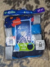 New Boys Hanes Wicking Comfort Briefs 4 pair Size 2T-3T Tagless Underwear