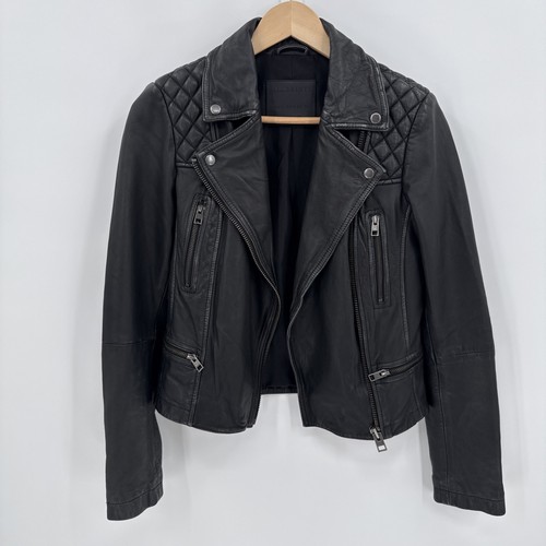Chaqueta de motociclista acolchada de carga de cuero All Saints para mujer talla US 4 Moto Designer - Imagen 9 de 16