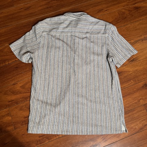 Camisa Grande Zara Para Hombre Crochet Texturizada y XL Conjunto Corto Patrón Rayas Playa Usada en Excelente Condición - Imagen 10 de 18