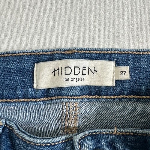 Jeans denim HIDDEN donna vita alta taglia 27 svasato bordo grezzo lavaggio scuro 27x26 - Foto 2 di 10