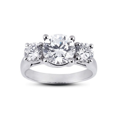 Anello classico tre pietre oro 14 kt diamanti naturali certificati 2,79 ct E-SI2 tondo - Foto 16 di 20