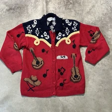 Eagle Eye Sweater Womens Sz M Cowboy Theme Western Fringe Collar 1990 Y2K VTG