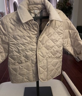 Burberry Indy Diamond Quilted Pale Stone Barn Jacket Pale Stone Check Lining 3Y