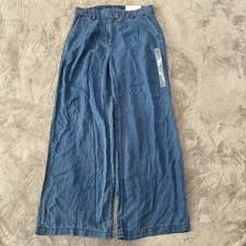NWT American Eagle Wide Leg Trouser Pants Lyocell Women's 4 27 Chambray