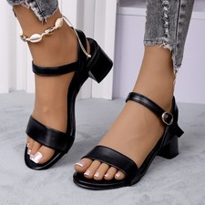 Womens Mid Low Block Heel Sandals Cross Straps Ladies Straps Party Strappy Shoes