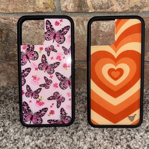 2 Stück Wildblumen iPhone 15 Handyhüllen Rosa Schmetterlinge Orange Herzen - Bild 1 von 13