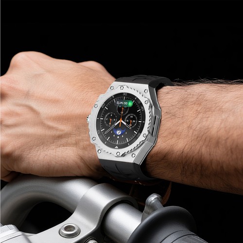 Per Samsung Galaxy Watch 8 Classic 46mm Cassa Acciaio Inox Metallo Cinturino Silicone - Foto 14 di 36