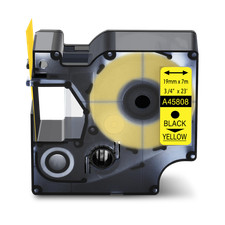 1PK Compatible Black on Yellow DYMO D1 45808 LabelWriter 400 Duo Label Tape 19MM