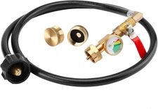 WADEO Propane Refill Adapter Hose with Gauge, 4 FT/48 Inch Tank Black 