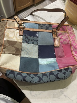 バッグ COACH Patchwork Signature Hobo flower Coach Pink Patchwork Signature Hobo Bag with Leather Trim | eBay