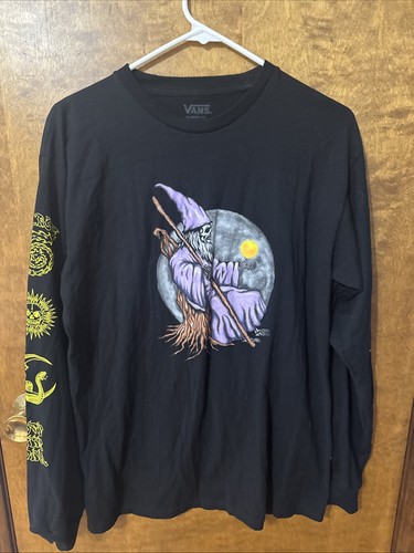 Vans Long Sleeve T Shirt Skeleton Wizard With Sleeve Logos (Men’s Medium) - Picture 2 of 11