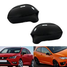 Paar Außenspiegel Kappe Abdeckung Gehäuse Schwarz für Seat Ibiza IV 6J5 6J1 6P5