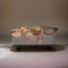Vintage Pink depression glass bow set