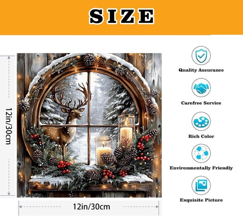 VIGEGU Christmas Paint by Numbers Kit for Adults with Framed,Deer Candle Win... - Picture 4 of 7