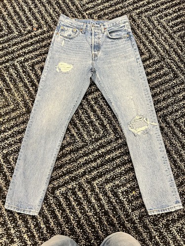 Levis Premium Jeans 501 S Skinny Herren 28x30 Blau Denim Light Wash American