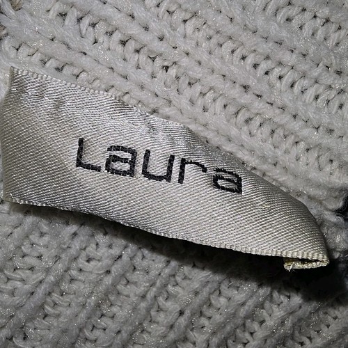 Laura VTG Cable Knit Fringe Poncho Cape Shawl Wrap Oatmeal Cottagecore Lagenlook - Picture 4 of 6