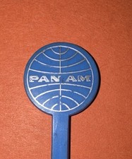 vintage reusable  blue plastic Pan Am airlines drink stirrer or swizzle stick