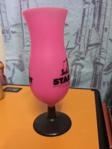 Vintage Las Vegas Hotel STARDUST CASINO 8" Plastic Hurricane Cup Pink Black - Picture 2 of 8