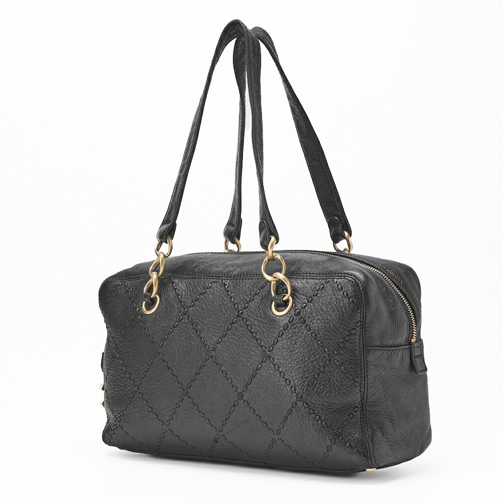 CHANEL Ultra Stitch Chain Shoulder Tote Bag in Black 430-image
