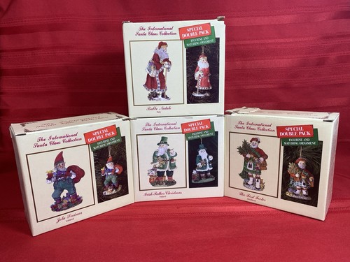 De colección Nuevo en Caja Paquete Doble Internacional de Papá Noel con Estatuilla/Adorno a Juego Raro - Imagen 2 de 14