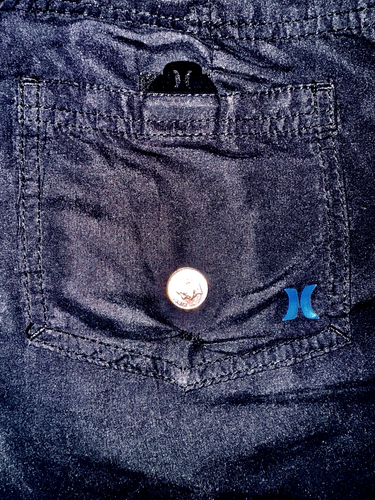 “HURLEY” S BLUE BLACK 2~TONE BACK POCKET LOGO BOARD SHORTS EUC 0100691 - Picture 8 of 8