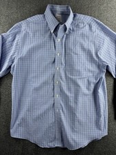 Brooks Brothers Madison Blue White Check Classic Fit Oxford Dress Shirt Large