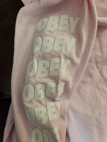 Men's Obey Pink 100% Cotton Long Sleeve Tee Shirt Size Large - Picture 4 of 5