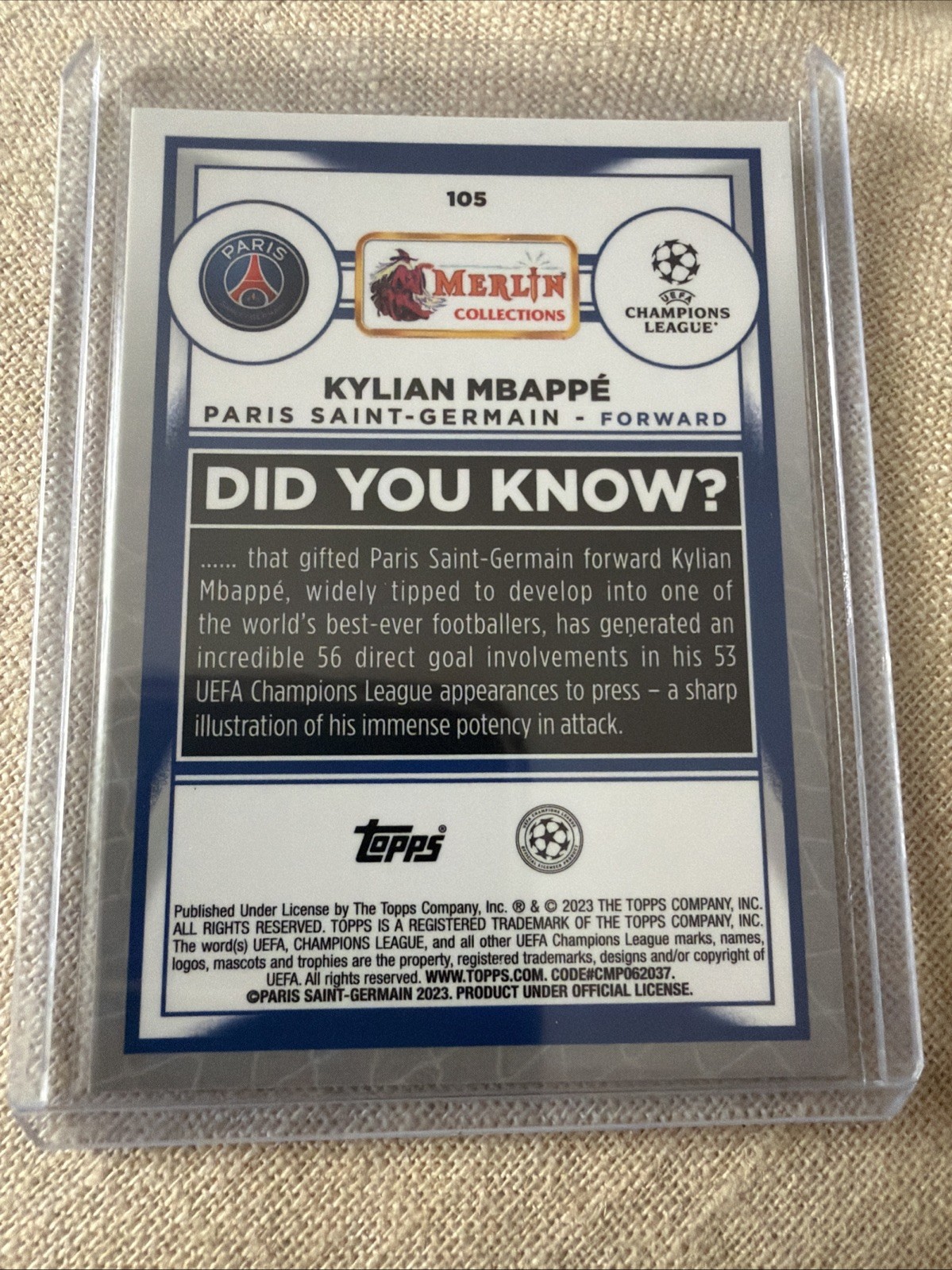 2022-23 Topps Merlin UEFA Club - Kylian Mbappe #105 Aqua Prism Refractor view 2
