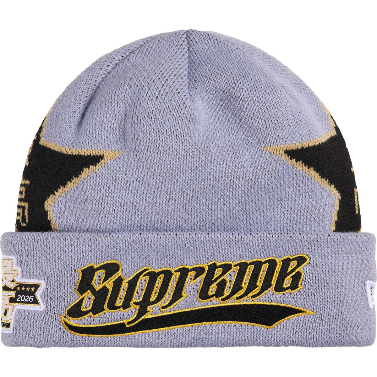 Supreme New Era® Stars Beanie Stripe Black Lavender Navy 4colors