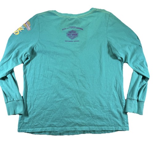 Camiseta Harley Davidson Logo Manga Larga Para Mujer XL Azul Motociclista Y2K Coqueta - Imagen 2 de 5