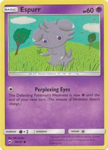 Espurr - 59/147 - Common Near Mint Sun & Moon: Burning Shadows - Picture 1 of 1
