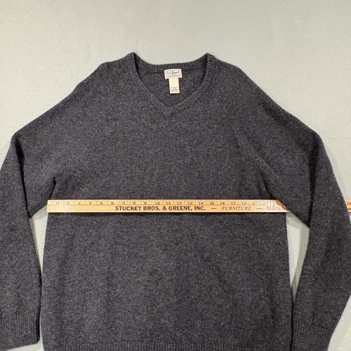 L.L.Bean Pullover Herren XL anthrazit grau V-Ausschnitt 100% Lammwolle Pulli Raglan - Bild 6 von 10