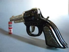 Vintage Fuji Pistol Cap Gun Tin Toy Revolver Japan 1970s Rare Working Order