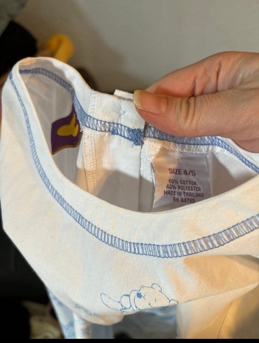 Vintage Disney Winnie the Pooh Blue White Toile girls Dress Size 4/5 tigger xs - Picture 7 of 7